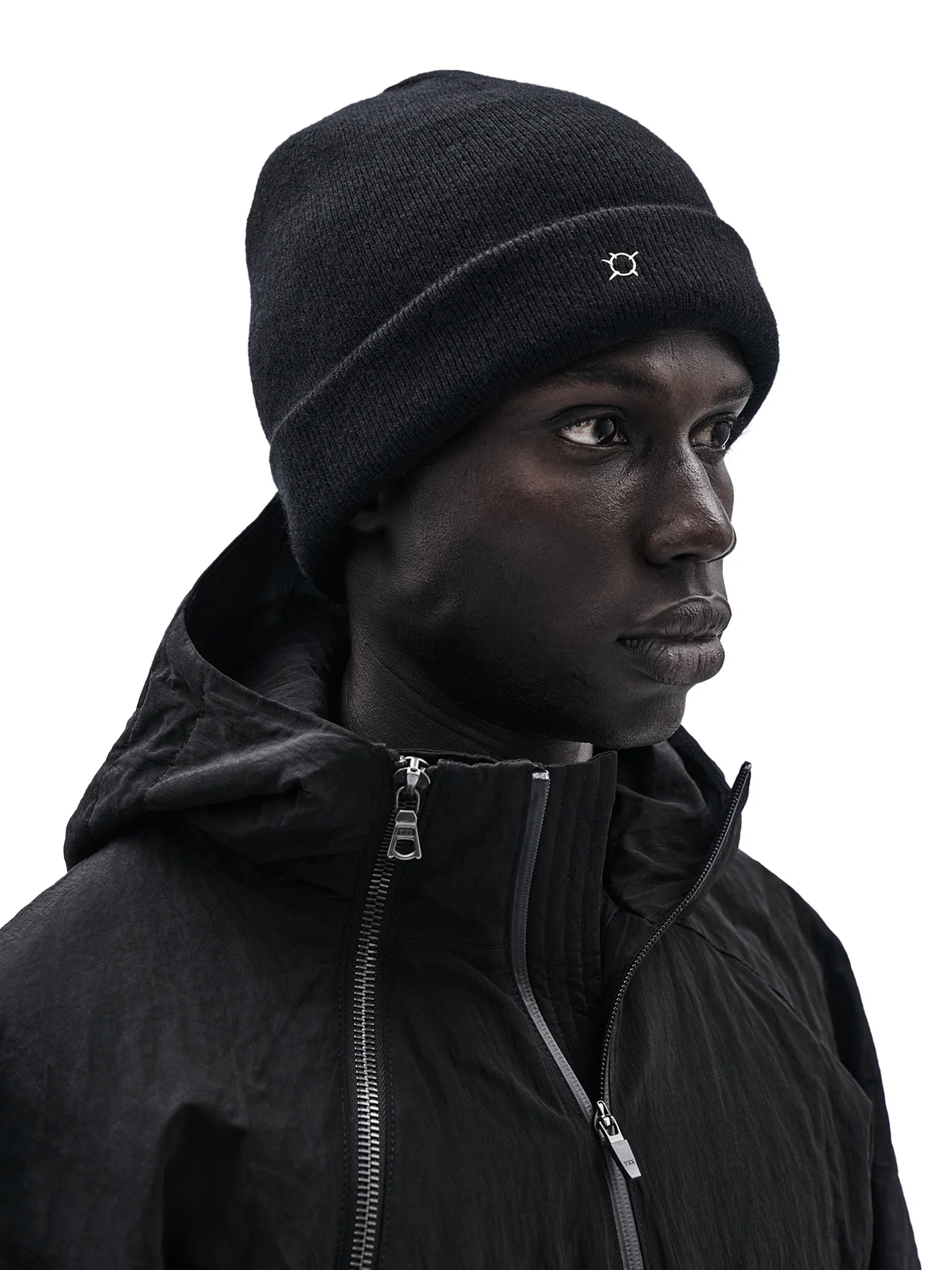 Enfin Levé black cashmere beanie, knitted in Mongolia by HYPECHASE